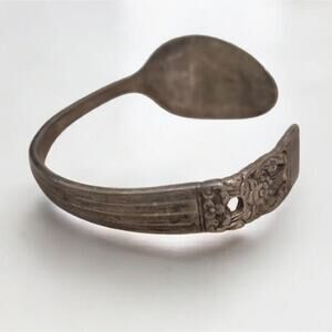 Handcrafted Silver Plated Floral Cuff Spoon Bracelet